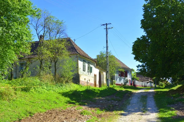 Paisagem Rural Típica Casas Camponeses Aldeia Cincu Grossschenk Transilvânia Romênia — Fotografia de Stock