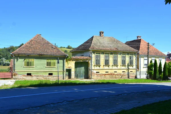 Typische Landelijke Landschaps Boerenhuizen Het Dorp Dealul Frumos Schoenberg Transsylvanië — Stockfoto