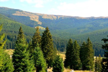Bucegi Massif, Carpathian Bend Dağları, Transilvanya, Romanya 'da. Büyük bir yapısal ve morfolojik karmaşıklığa sahip olan Bucegi Massif doğal bir kale olarak görünüyor..