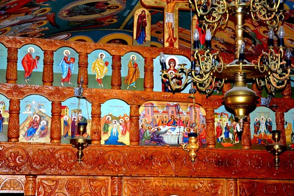 Ortodox Ikonok Pestera Templomban Pestera Templom Bucegi Massif Kárpátok Bend — Stock Fotó