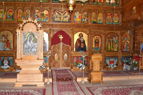 Intérieur Monastère Orthodoxe Trei Ierarhi Monastère Orthodoxe Roumain Ieud Maramures — Photo