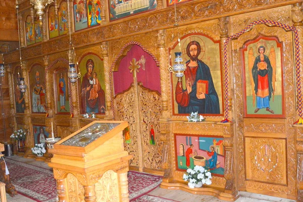 Intérieur Monastère Orthodoxe Trei Ierarhi Monastère Orthodoxe Roumain Ieud Maramures — Photo