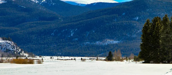 Vacker Utsikt Över Landsbygden Colorado Kall Vinterdag Med Massor Snö — Stockfoto