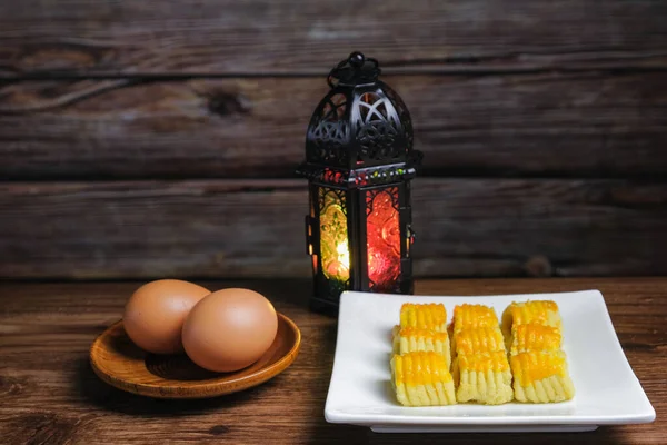 Closeup Traditional Snack Hari Raya Aidilfitri Malaysia Called Kuih Tart — Stock Photo, Image