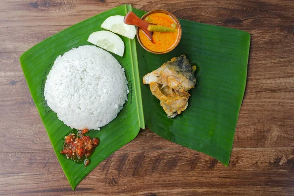 Nasi Berlauk Una Prelibatezza Malese Famosa Kelantan Mangiato Iftar Immagine — Foto Stock