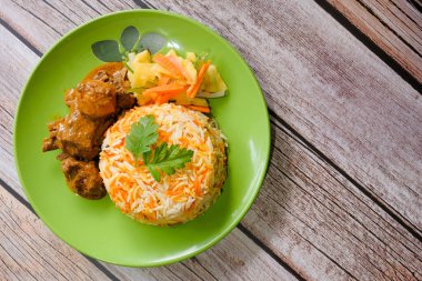 Kuzu Biryani. Hint basmati pilavı, sebze ve baharat..