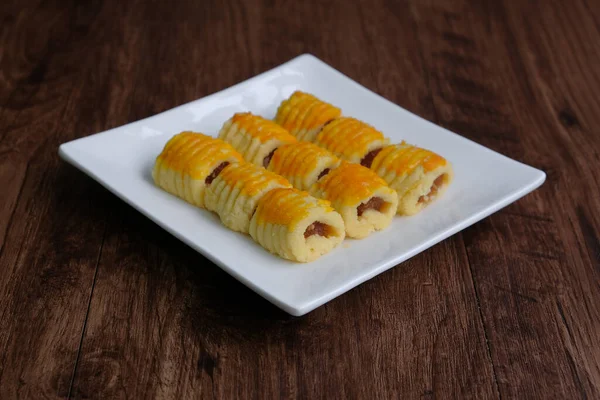 Closeup Traditional Snack Hari Raya Aidilfitri Malaysia Called Kuih Tart — Stock Photo, Image