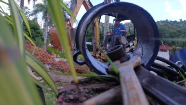 Muadzam Shah Malaysia May 2020 Backhoe Працює Над Ремонтом Зламаних — стокове відео