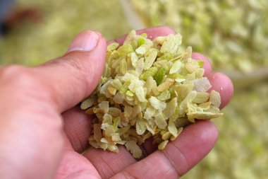 Lezzetli Malezya aperatifi, emping. Hızlı, arka plan.