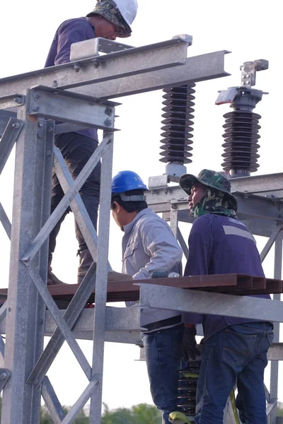 Muadzam Shah Malasia Enero 2020 Instalación Trabajo Electricista Identificado Alta — Foto de Stock