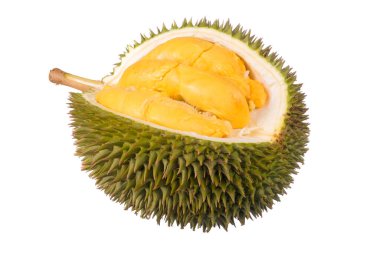 Beyaz arkaplanda yalıtılmış Durian meyve kralı