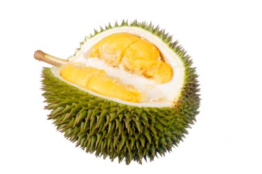 Beyaz arkaplanda yalıtılmış Durian meyve kralı