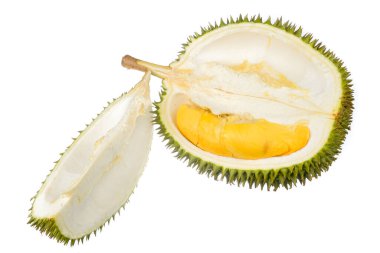Beyaz arkaplanda yalıtılmış Durian meyve kralı