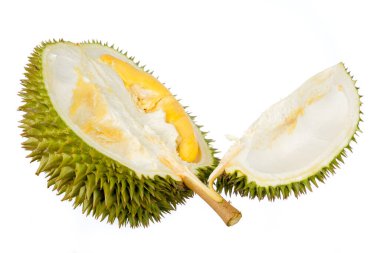 Beyaz arkaplanda yalıtılmış Durian meyve kralı