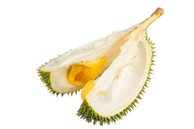 Beyaz arkaplanda yalıtılmış Durian meyve kralı