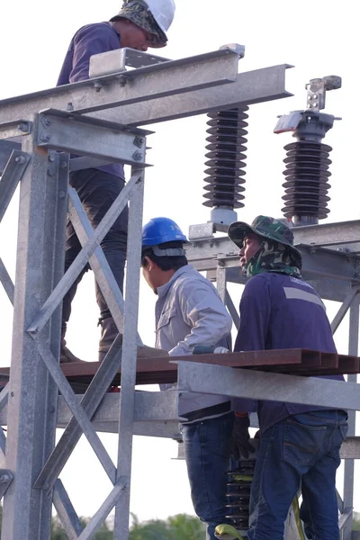 Muadzam Shah Malaysia January 9Th 2020 Unidentified Electrician Work Installation — Stock Photo, Image