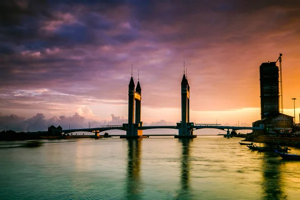 Piękny Most Zwodzony Terengganu Podczas Wschodu Słońca Nowo Wybity Most — Zdjęcie stockowe