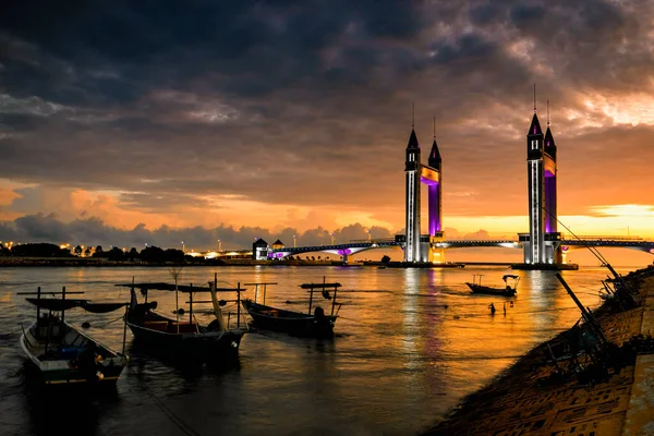 Bela Ponte Terengganu Draw Durante Nascer Sol Ponte Recém Cunhada — Fotografia de Stock