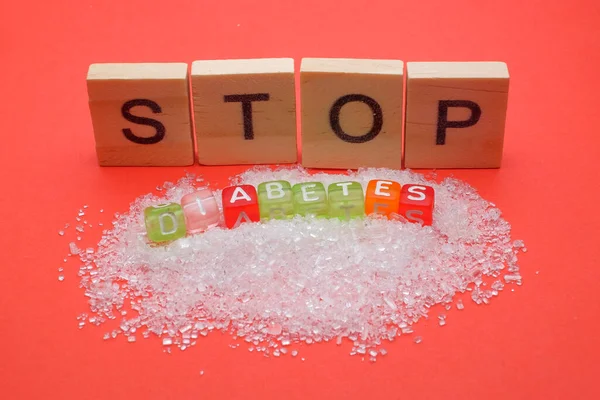 Concetto Salute Zucchero Con Stop Diabetes Formulazione Glucometro Insulina Fondo — Foto Stock