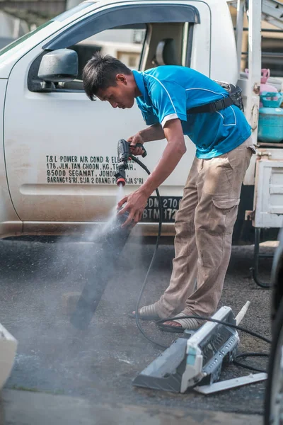 Muadzam Shah Malesia Ottobre 2020 Tecnico Asiatico Operaio Servizio Pulizia — Foto Stock