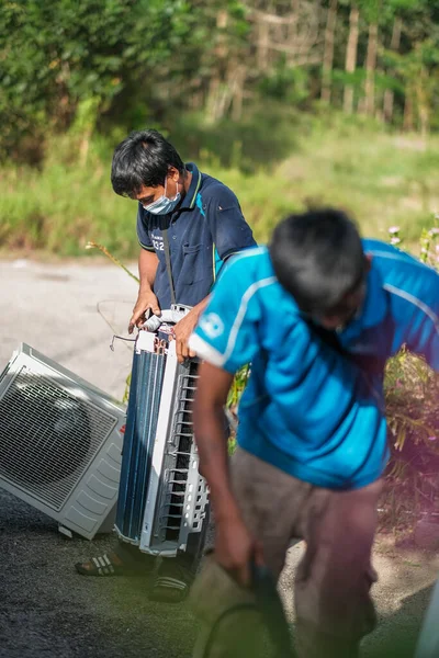 Muadzam Shah Malesia Ottobre 2020 Tecnico Asiatico Operaio Servizio Pulizia — Foto Stock