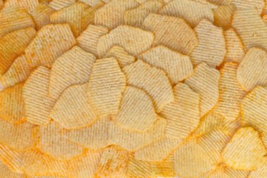 Çıtır patates, flüt, atıştırmalık desen arka plan.