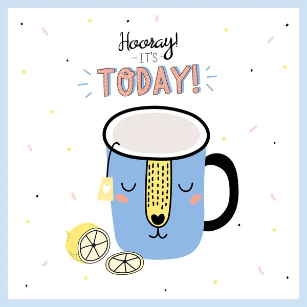 Super Linda Ilustración Vectorial Una Taza Café Sonriente Ilustración Dibujos — Archivo Imágenes Vectoriales