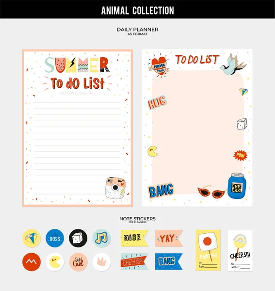 Set Planners List Simple Scandinavian Illustrations Trendy Lettering Template Agenda — Stock Vector