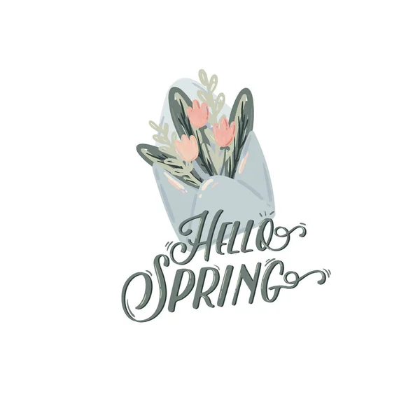 Cute Hello Spring set — 图库矢量图片