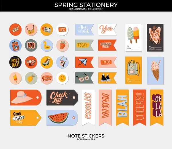 Coleta de planejadores semanais e diários, folha para notas e para fazer listas com ilustrações de verão e letras . —  Vetores de Stock