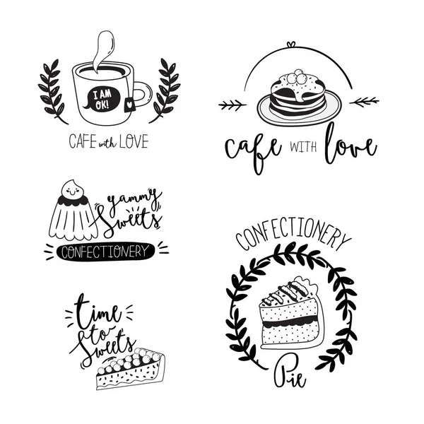 Logotipo de conjunto para design de menu de restaurante e café . — Vetor de Stock