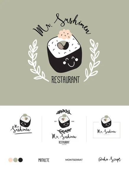 Ustaw logotyp dla projektu menu restauracji i kawiarni. — Wektor stockowy