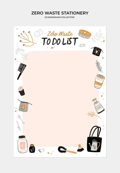 Set Weekly Planners Lists Zero Waste Illustrations Trendy Lettering Template — Stock Vector