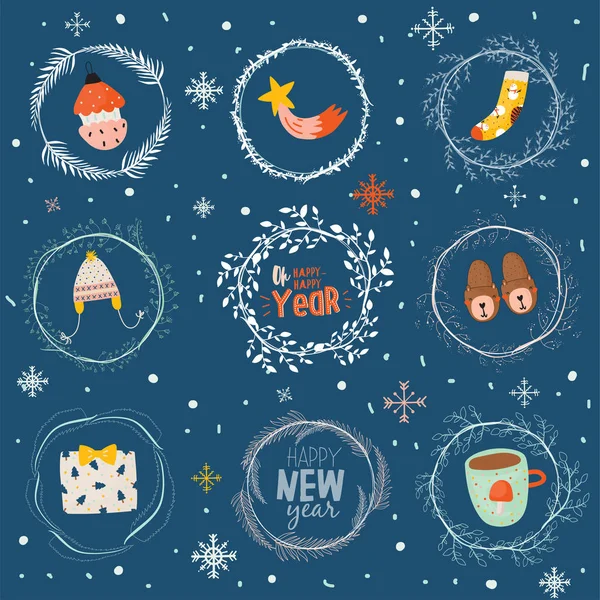 Joyeux Noël Bonne Année 2019 Modèle Carte Avec Des Lettres — Image vectorielle