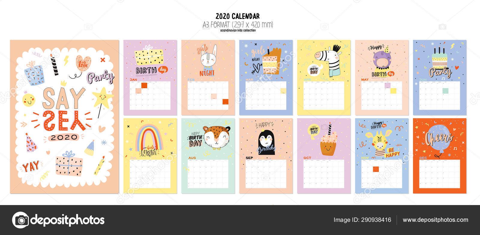 Vectores De Stock De Ilustracion Del Calendario De Cumpleanos Ilustraciones De Ilustracion Del Calendario De Cumpleanos Sin Royalties Pagina 2 Depositphotos calendario cumpleaños 2020