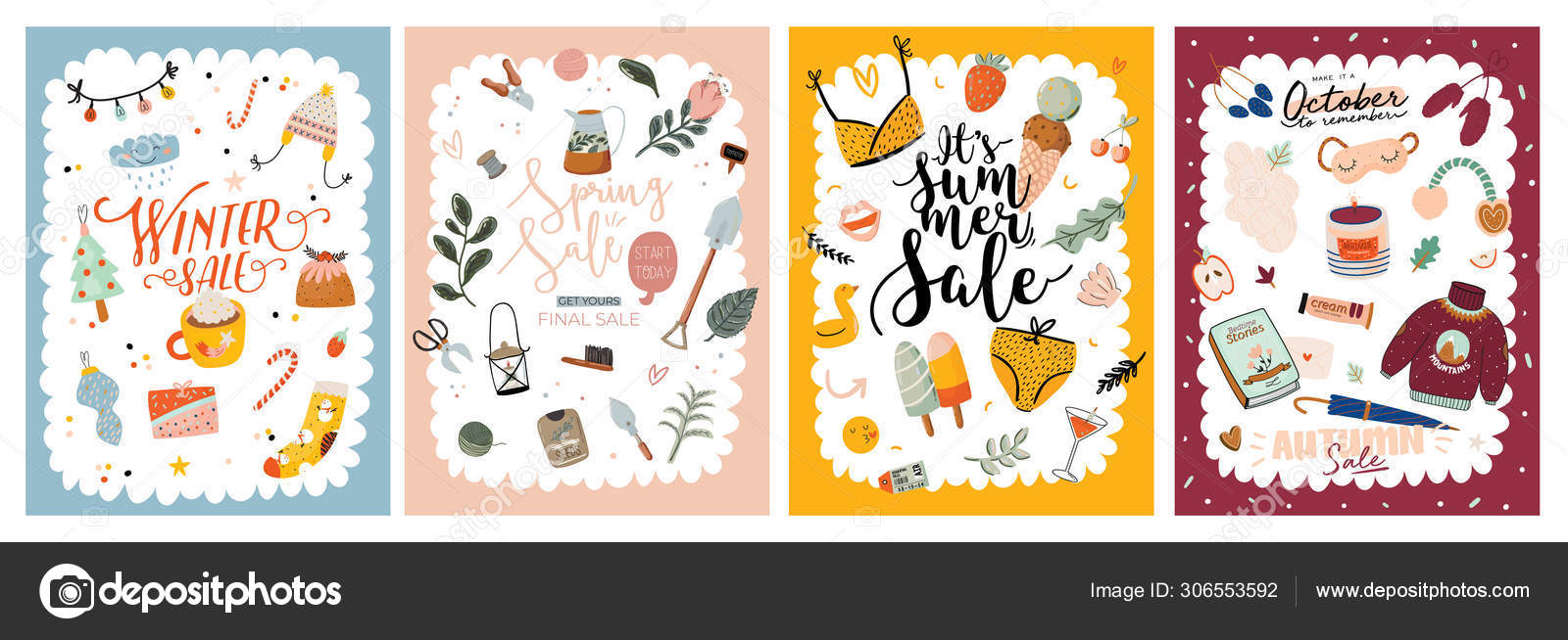Four Seasons Background Cute Banners Winter Spring Summer Autumn Elements Stock Vector Image by ©one7thlifetime #306553592 Four Seasons Background Cute Banners Winter Spring Summer Autumn Elements Stock Vector Image by ©one7thlifetime #306553592