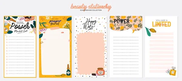 Collectie Van Wekelijkse Dagelijkse Planner Notitie Papier List Stickers Templates — Stockvector