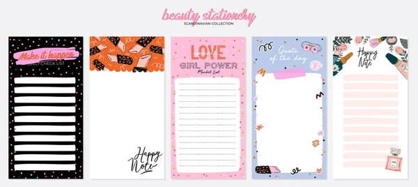 Collection Weekly Daily Planner Note Paper List Stickers Templates Decorated — Stock Vector