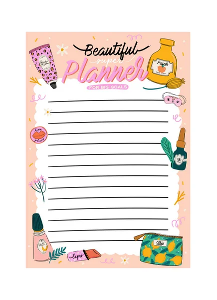 Collection Weekly Daily Planner Note Paper List Stickers Templates Decorated — Stock Vector