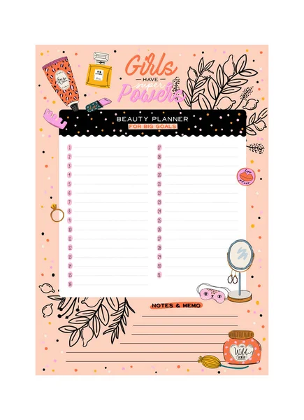 Collection Weekly Daily Planner Note Paper List Stickers Templates Decorated — Stock Vector