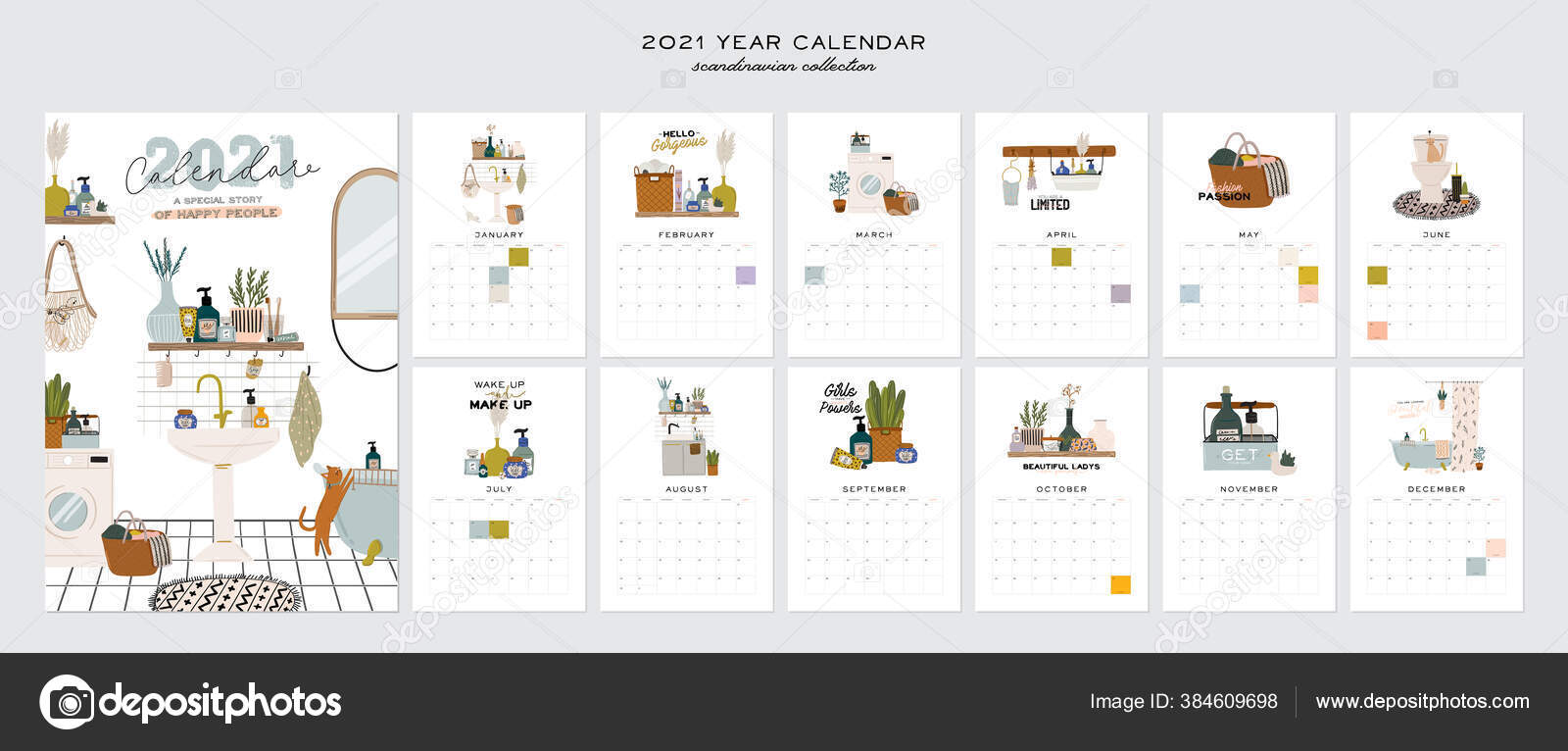 Wall Calendar 21 Yearly Planner All Months Good School Organizer Vector Image By C One7thlifetime Vector Stock