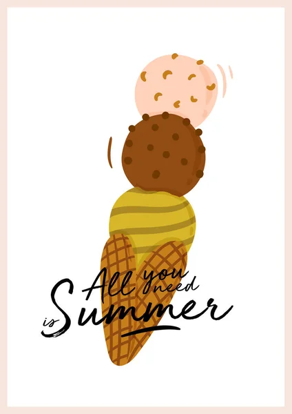 暑期野餐 三明治 冰淇淋 顶部视图 图标设置了野餐物品的平面设计 展示模板 — 图库矢量图片