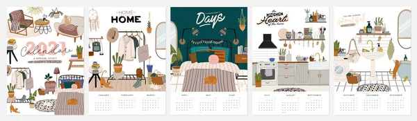 Calendrier Mural 2021 Planificateur Annuel Avec Tous Les Mois Bon — Image vectorielle