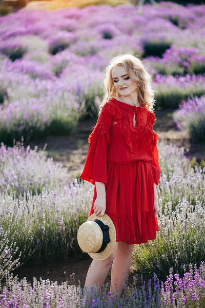 Beautiful Girl Lavender — Stock Photo, Image