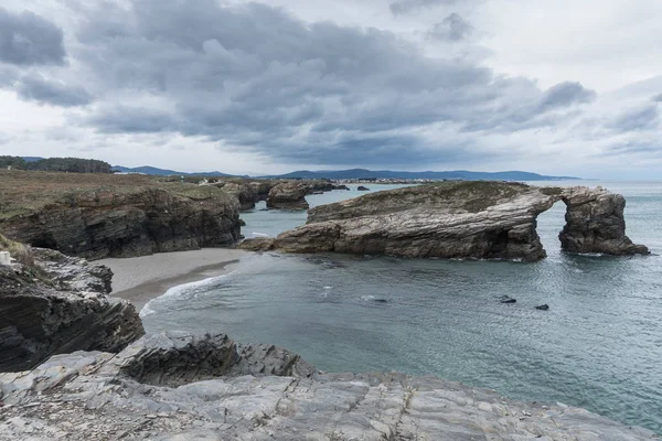Berühmter Strand Von Playa Las Catedrales Ribadeo Galicien Spanien — Stockfoto