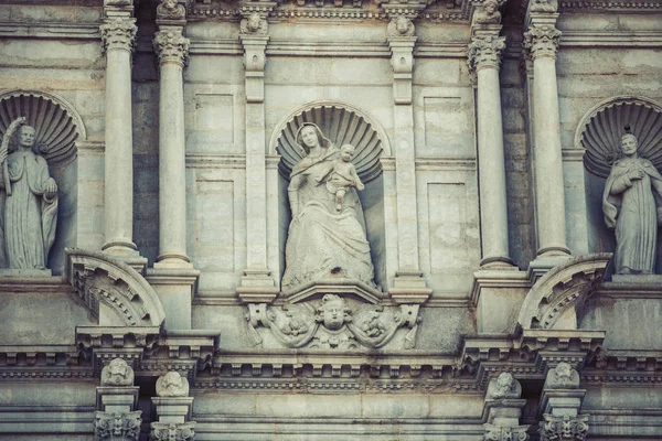 Detalhe Grande Fachada Catedral Girona Espanha — Fotografia de Stock