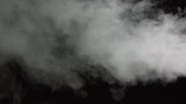 Mjuk dimma i Slow Motion på mörk bakgrund. Realistisk atmosfärisk grå rök på svart bakgrund. Vit rök långsamt flytande stiger upp. Abstrakt dimmoln. Animation dimma effekt. Smoke Stream Effect 4K — Stockvideo