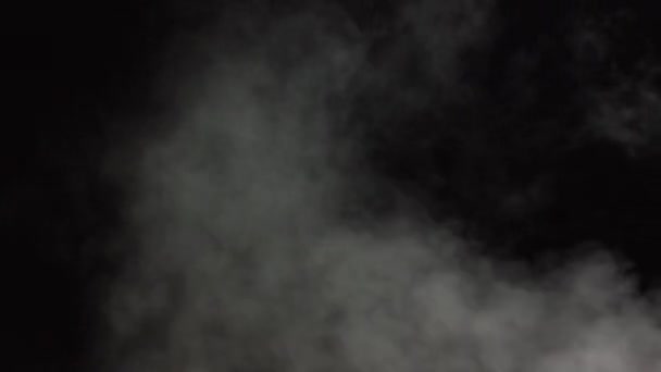 Niebla suave en cámara lenta sobre fondo oscuro. Humo gris atmosférico realista sobre fondo negro. El humo blanco flotando lentamente se levanta. Nube Haze abstracta. Efecto de niebla de animación. Efecto de corriente de humo 4K — Vídeo de stock