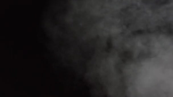 Karanlık Arkaplanda Yavaş Çekimde Yumuşak Sis. Siyah Arkaplanda Gerçekçi Atmosferik Gri Duman. Beyaz Duman Yavaşça Yükseliyor. Soyut Haze Bulutu. Animasyon Buğusu Efekti. Duman Akımı Efekti 4K — Stok video