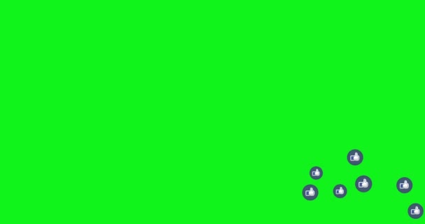 Jempol ke atas, ikon biru sosial media hidup video terisolasi di latar belakang hijau. Pemasaran jaringan. Iklan aplikasi — Stok Video